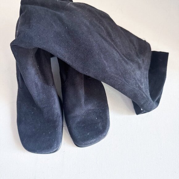 Vintage Franco Sarto Black Sock Pull on Square Toe Boot Heels 8M - Picture 10 of 15